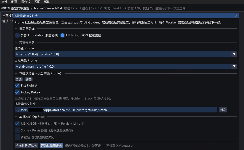 SKRTG Engine batch retargeting configuration
